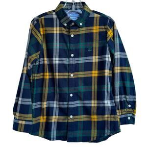 Kids Mayoral Navy Yellow Slim Fit Cotton Plaid Button‎ Up Checked Casual Shirt 5